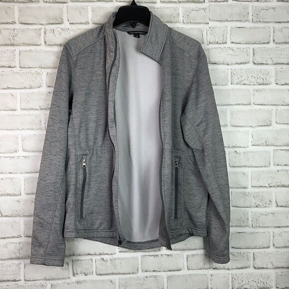 Port Authority® Digi Stripe Fleece Men's Jacket Gray Size Medium - Picture 5 of 8